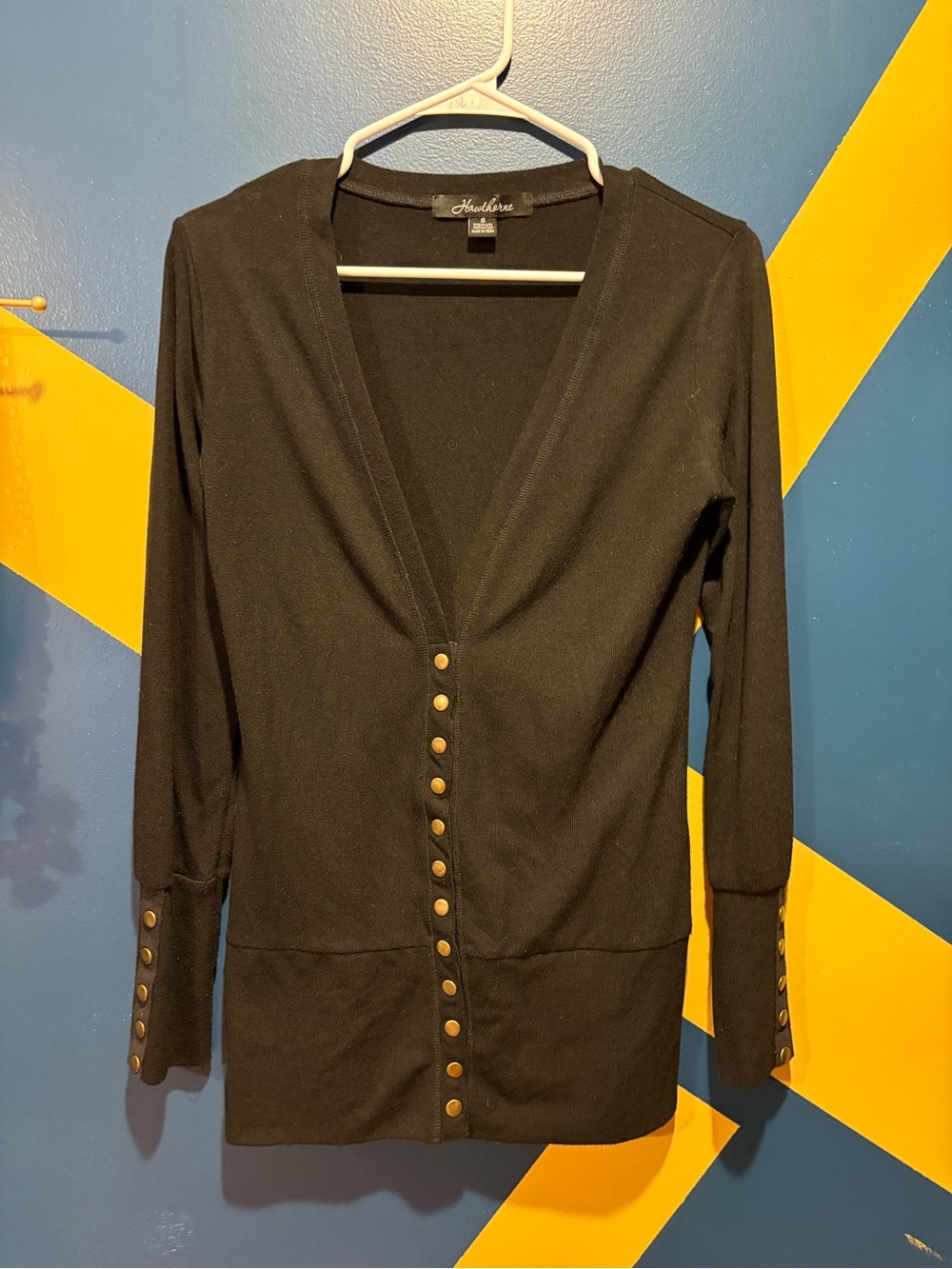 Hawthorne Black V-Neck Lightweight Cardigan EUC